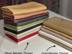 Metallic Burlap Table Linen in Gold/Gold