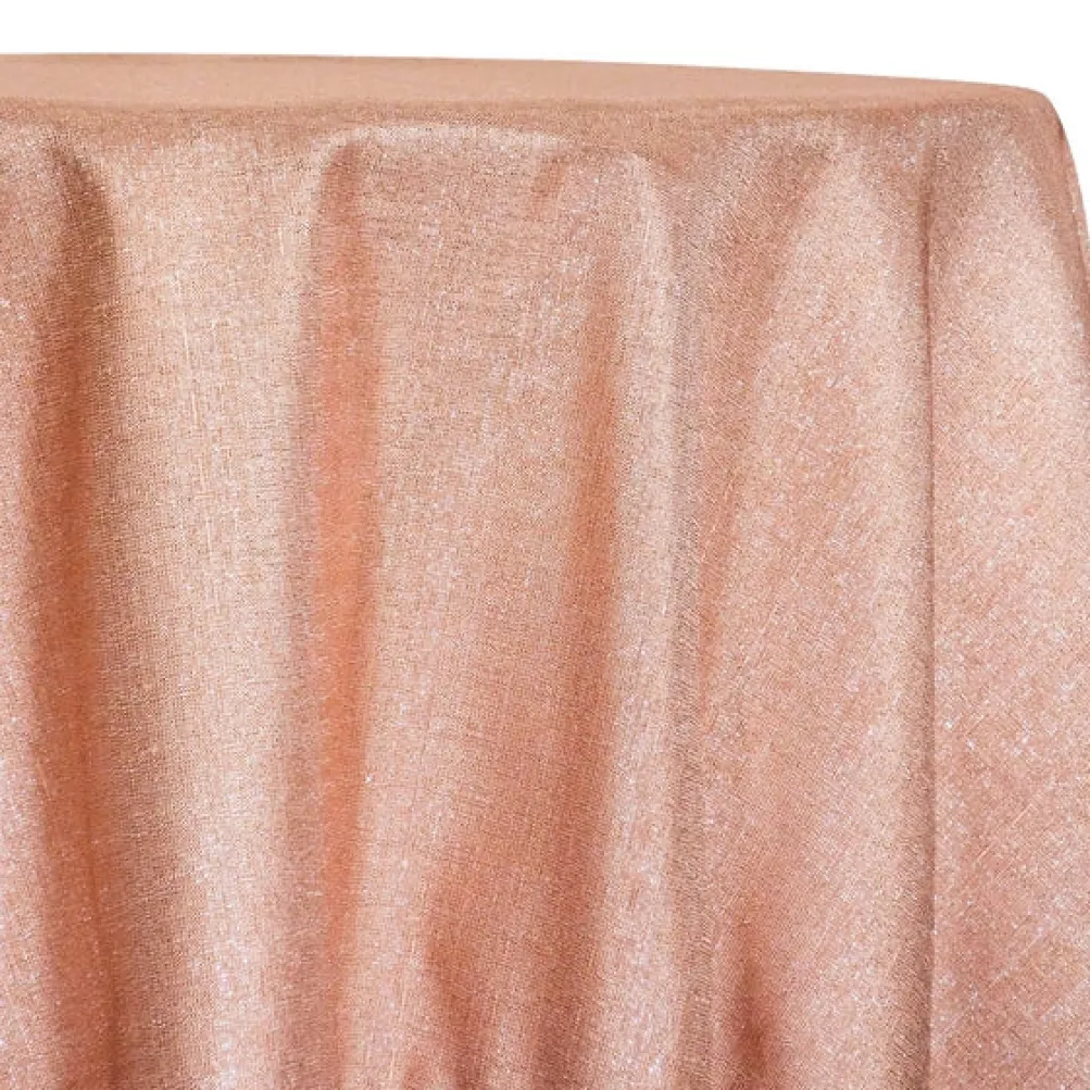 Metallic Burlap Table Linen in Blush/Silver