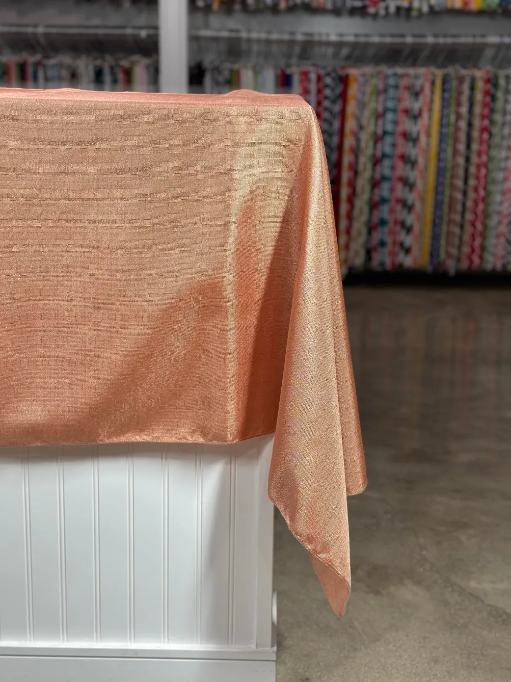 Metallic Burlap Table Linen in Blush/Silver