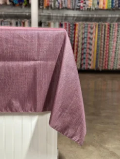 Metallic Burlap Table Linen in Orchid/Silver