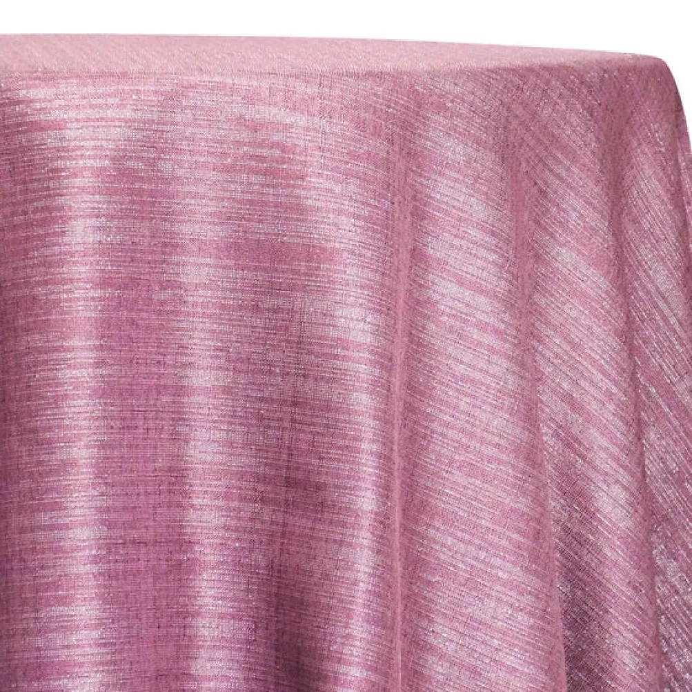 Metallic Burlap Table Linen in Orchid/Silver