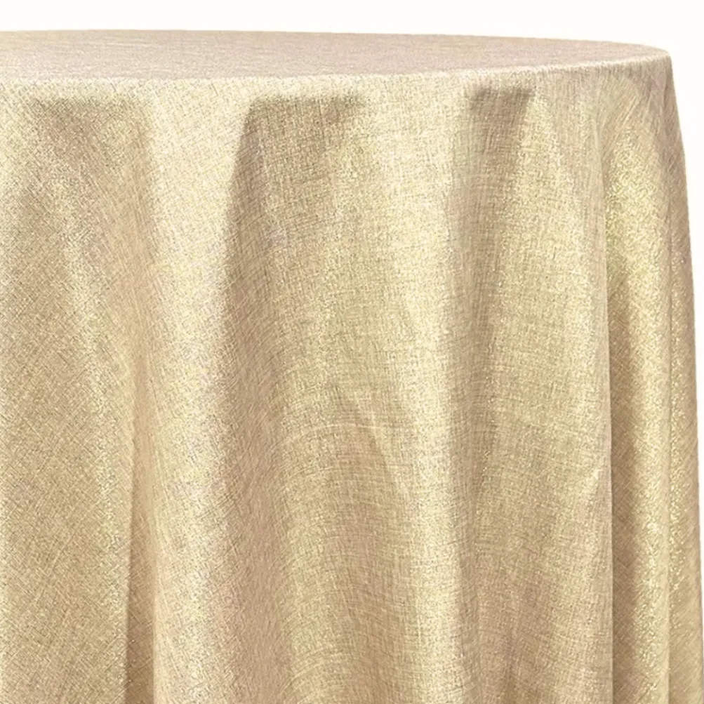 Metallic Burlap Table Linen in Beige/Gold