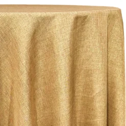 Metallic Burlap Table Linen in Antique Gold/Gold