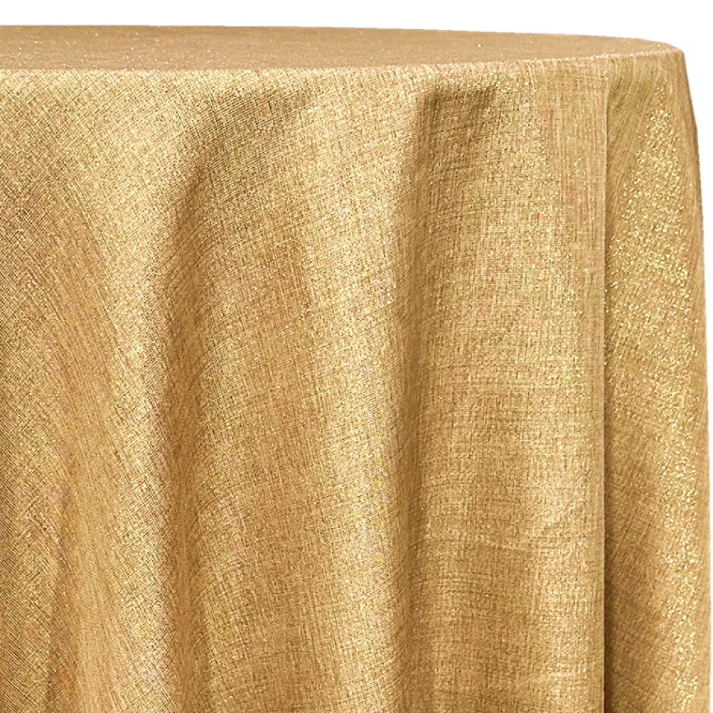 Metallic Burlap Table Linen in Antique Gold/Gold