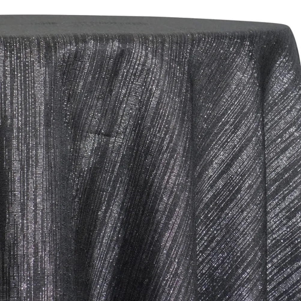 Metallic Burlap Table Linen in Black/Silver