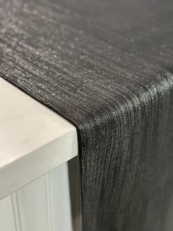 Metallic Burlap Table Linen in Black/Silver
