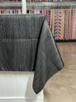 Metallic Burlap Table Linen in Black/Silver
