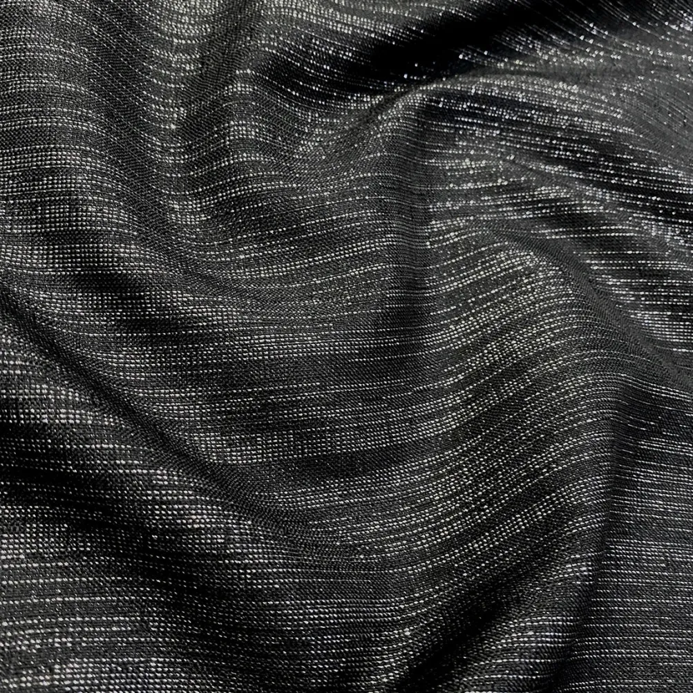 Metallic Burlap Table Linen in Black/Silver