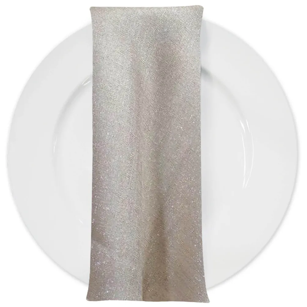 Metallic Burlap Table Napkins in Champagne/Silver