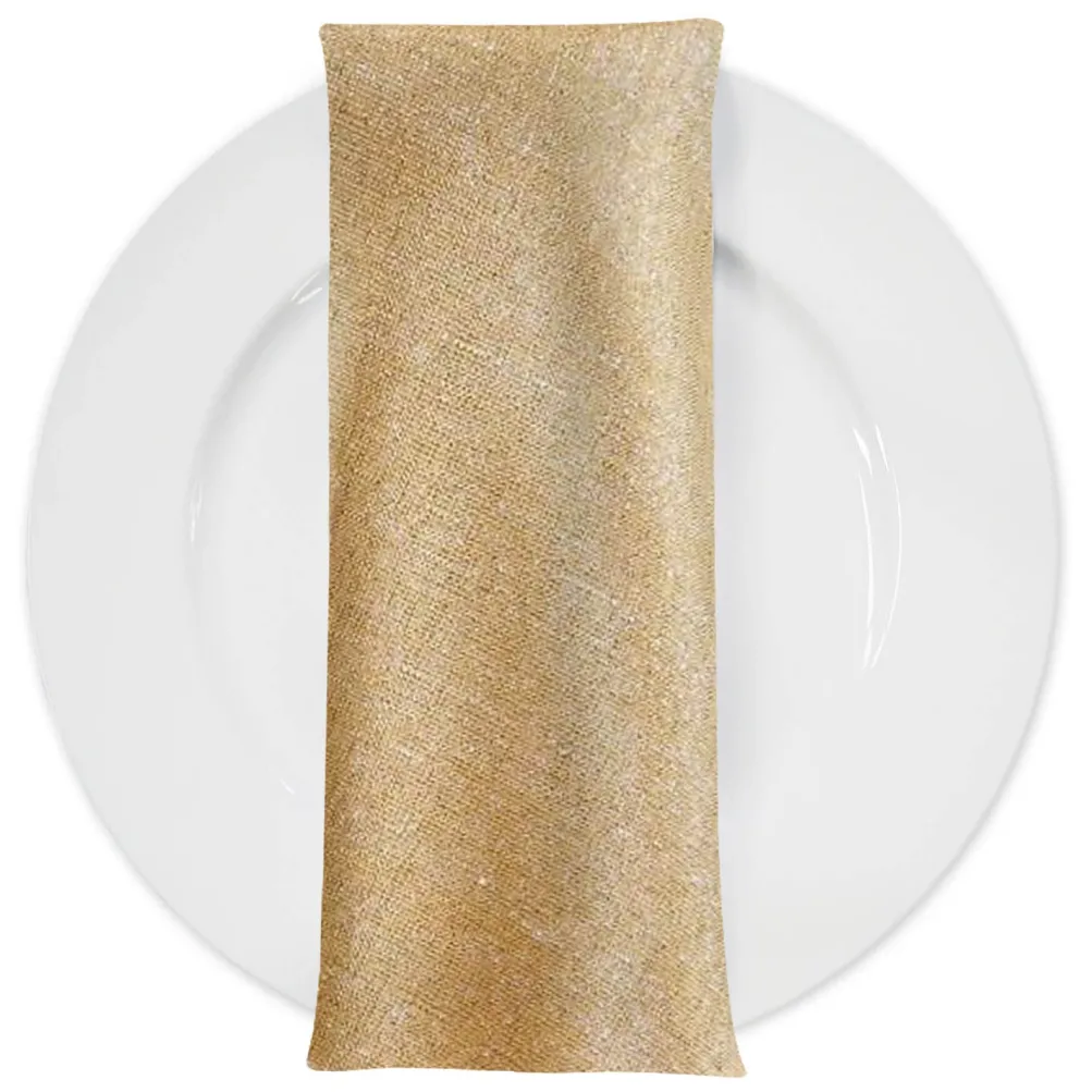 Metallic Burlap Table Napkins in Gold/Silver