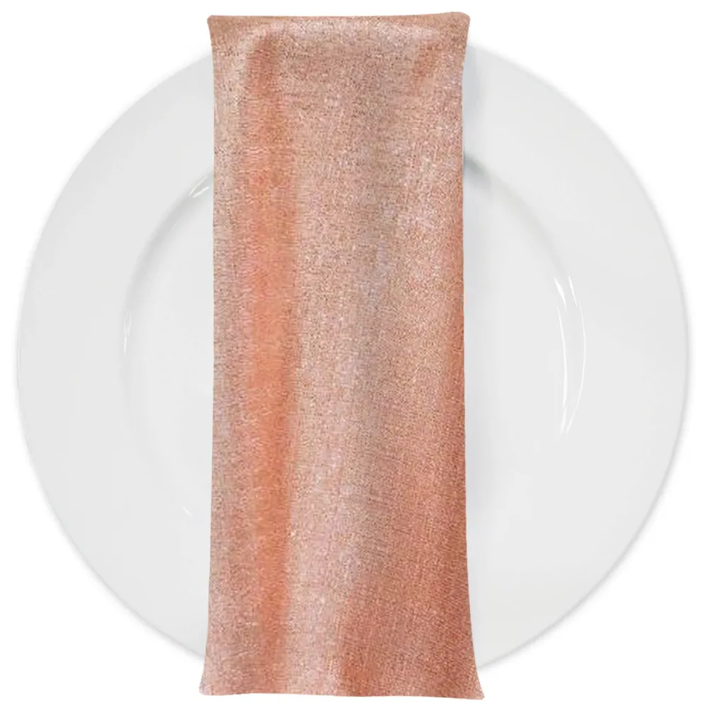 Metallic Burlap Table Napkins in Blush/Silver