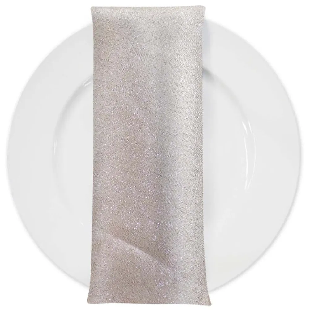 Metallic Burlap Table Napkins in Ivory/Silver