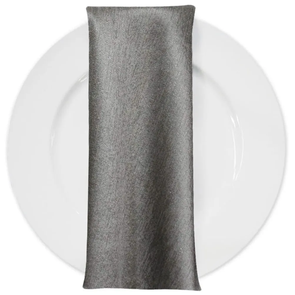Metallic Burlap Table Napkins in Black/Silver