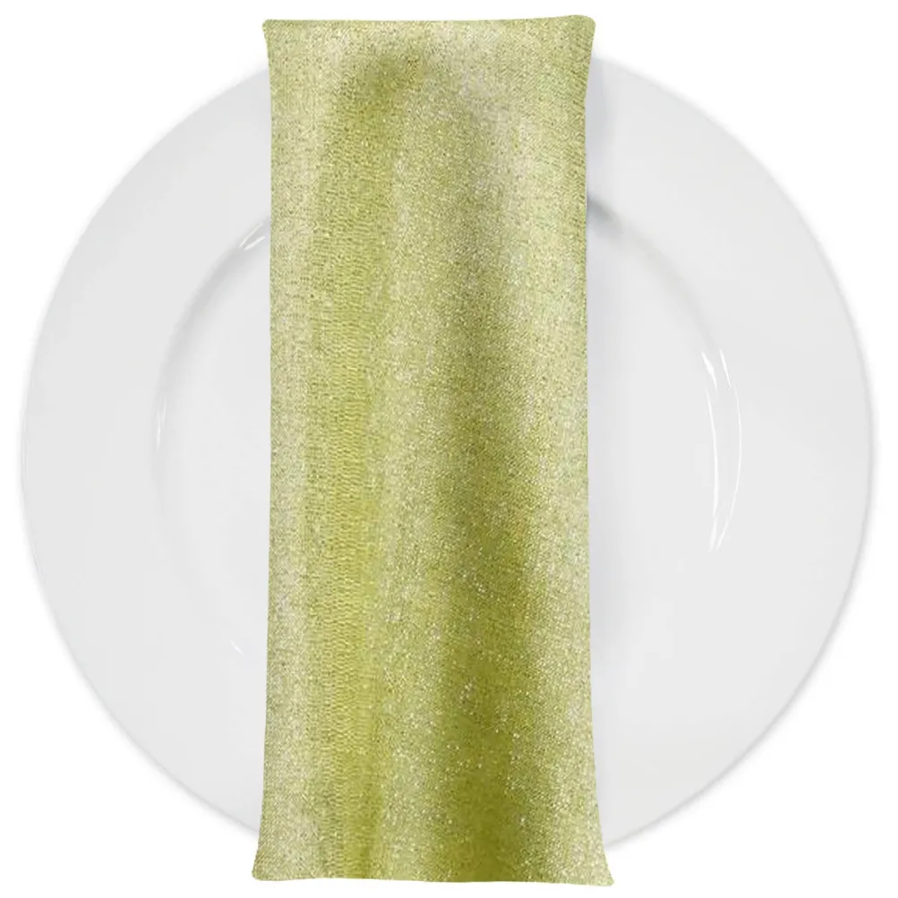 Metallic Burlap Table Napkins in Sage/Silver