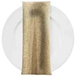 Metallic Burlap Table Napkins in Khaki/Gold