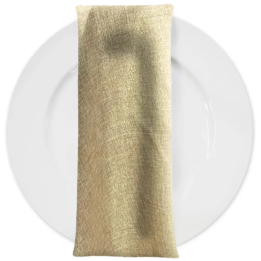 Metallic Burlap Table Napkins in Beige/Gold
