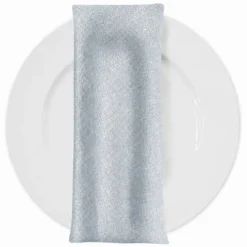 Metallic Burlap Table Napkins in Blue/Silver