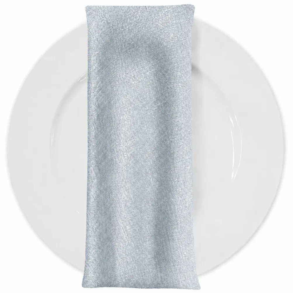 Metallic Burlap Table Napkins in Blue/Silver