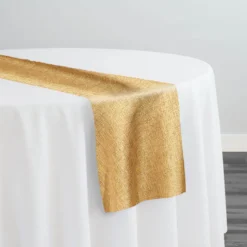 Metallic Burlap Table Runner in Antique Gold/Gold