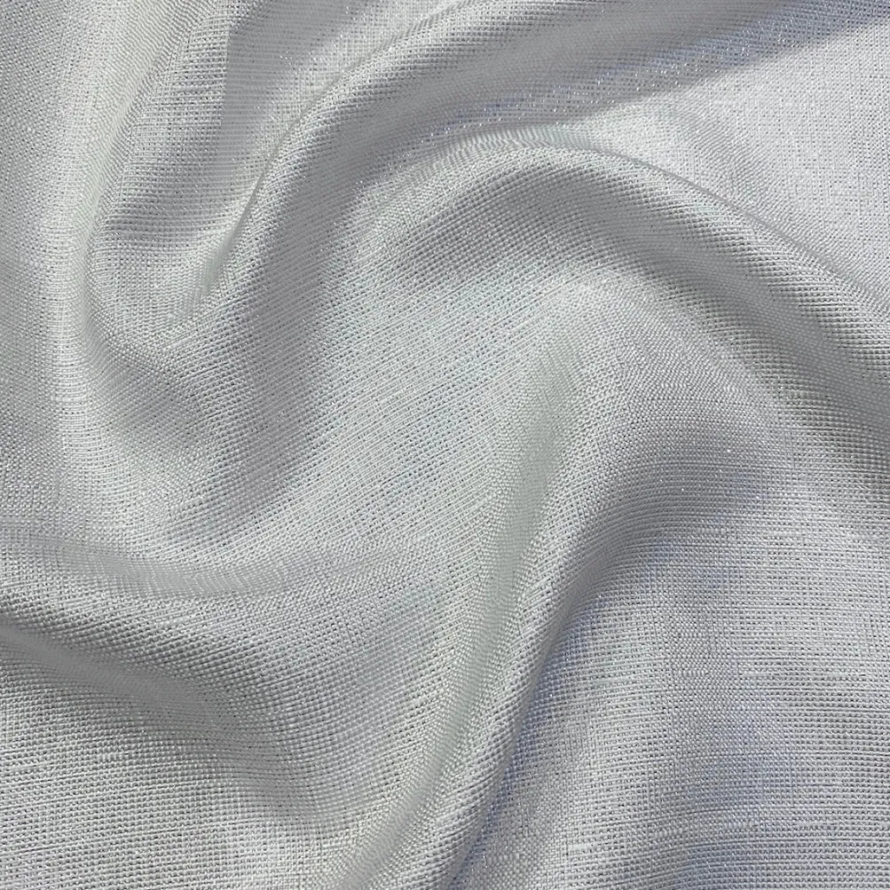 Metallic Burlap Table Runner in White/Silver