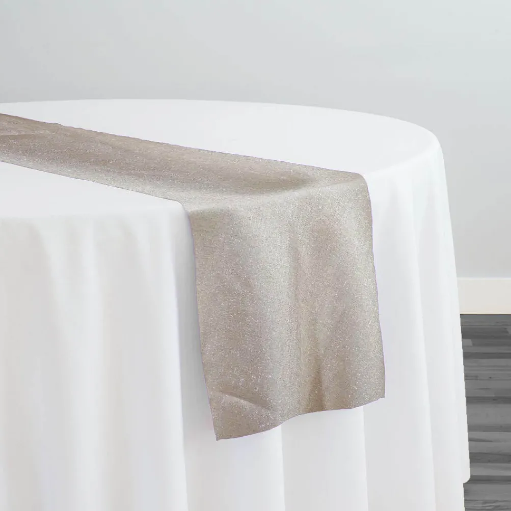 Metallic Burlap Table Runner in Champagne/Silver