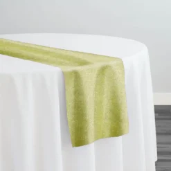 Metallic Burlap Table Runner in Sage/Silver