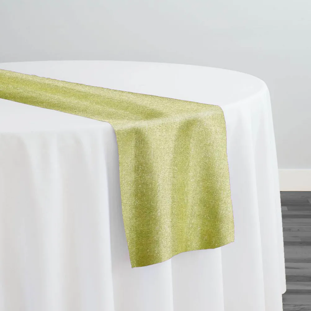 Metallic Burlap Table Runner in Sage/Silver