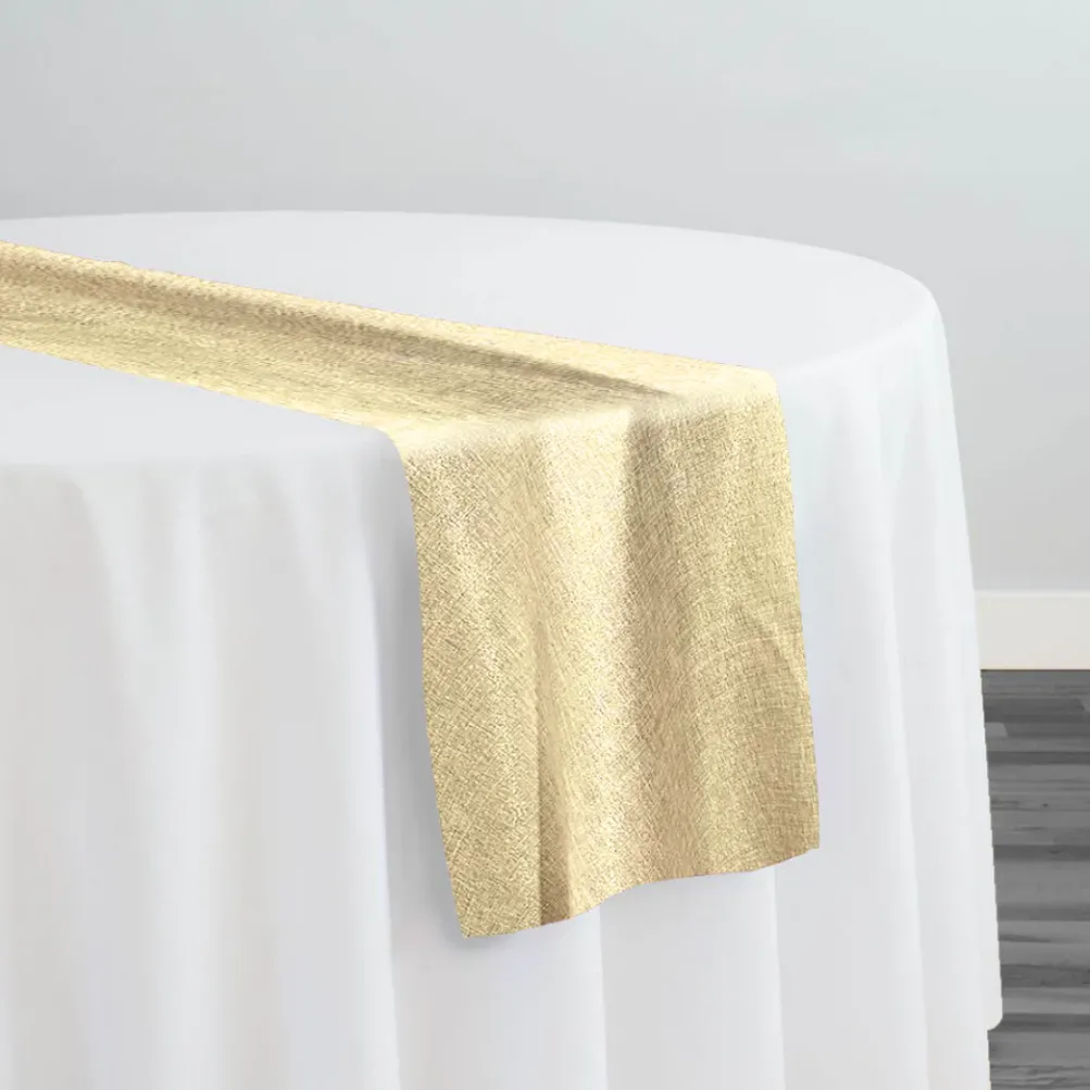 Metallic Burlap Table Runner in Beige/Gold