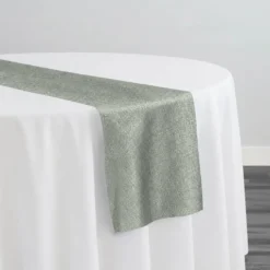 Metallic Burlap Table Runner in Platinum