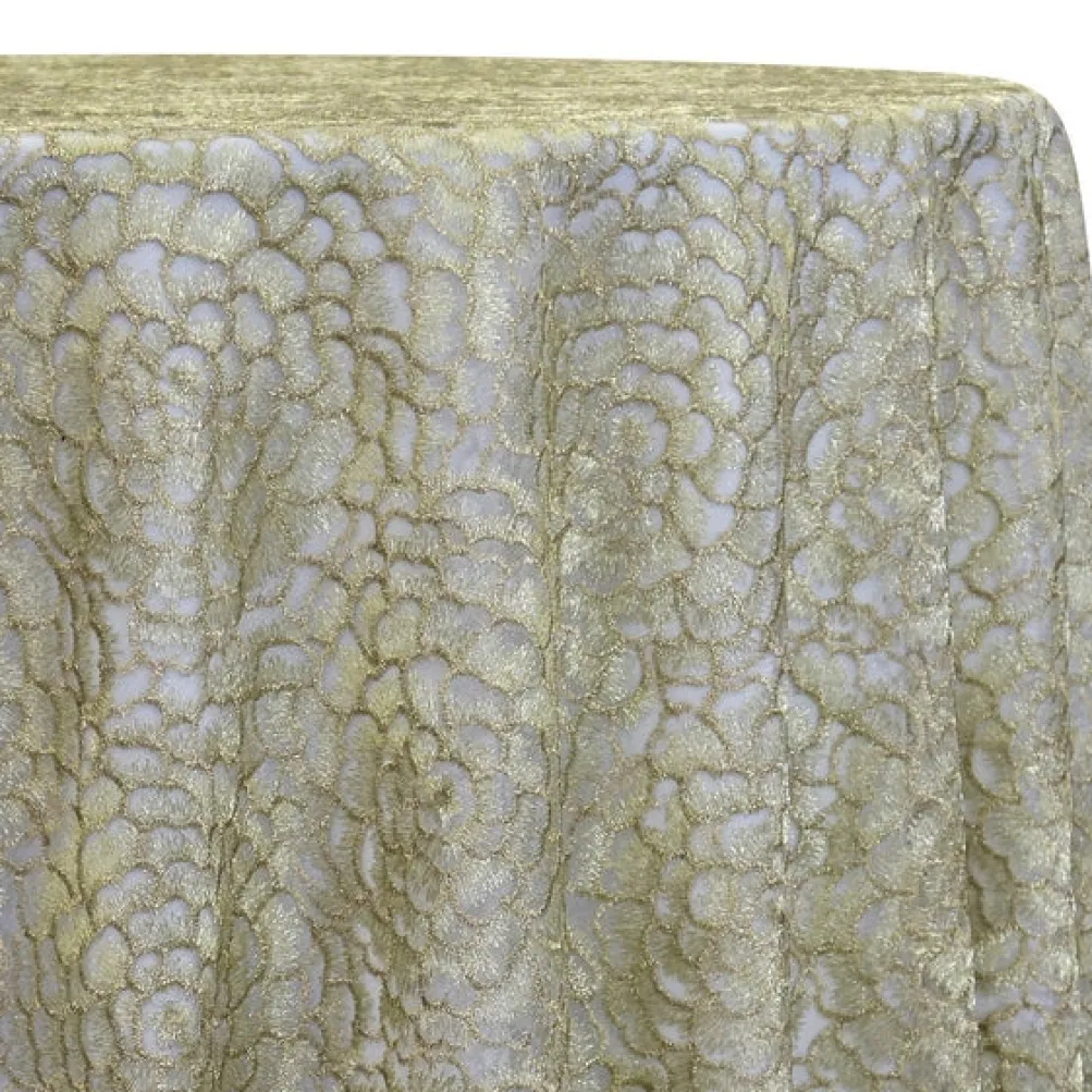Metallic Rose Table Linen in Champagne