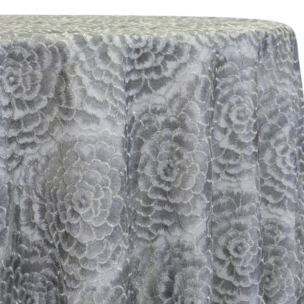Metallic Rose Table Linen in Silver