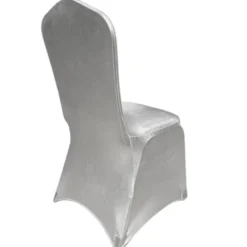 Metallic Spandex Banquet Chair Cover in Silver