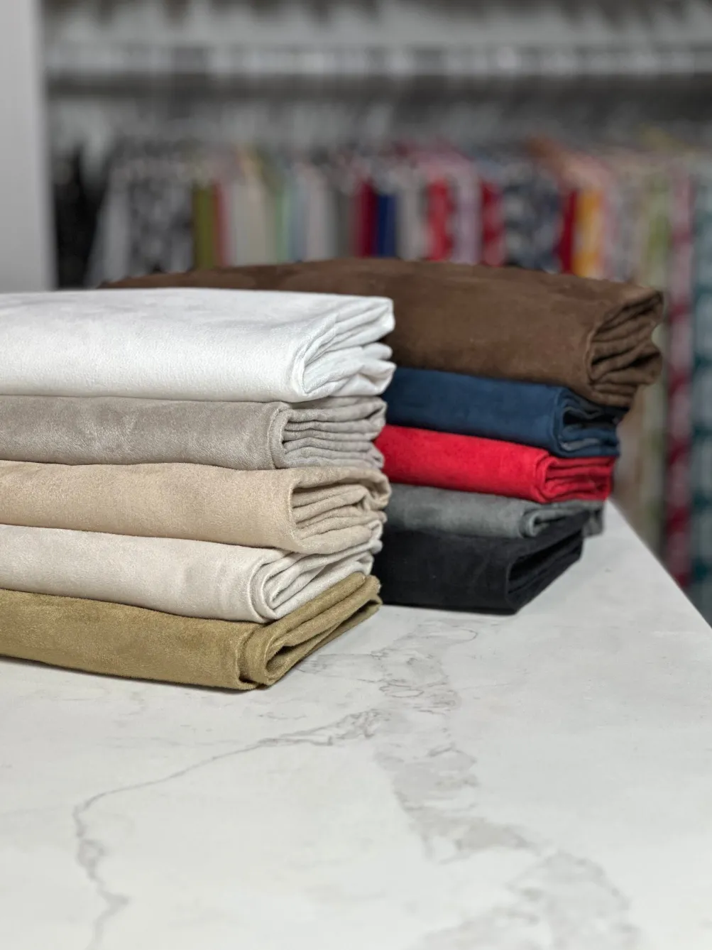 Microfiber Suede Table Linen in Camel