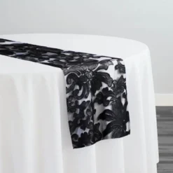Milan Lace Table Runner in Black