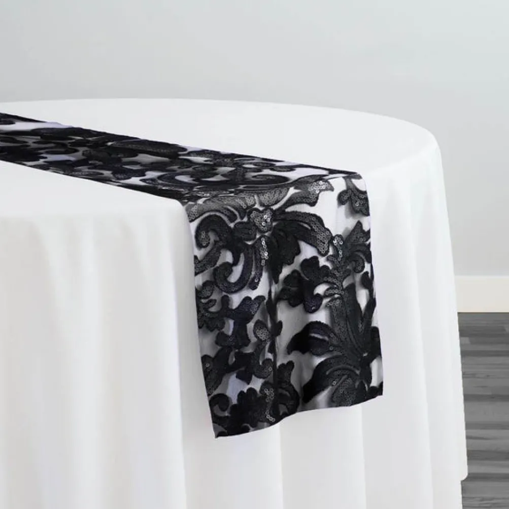 Milan Lace Table Runner in Black