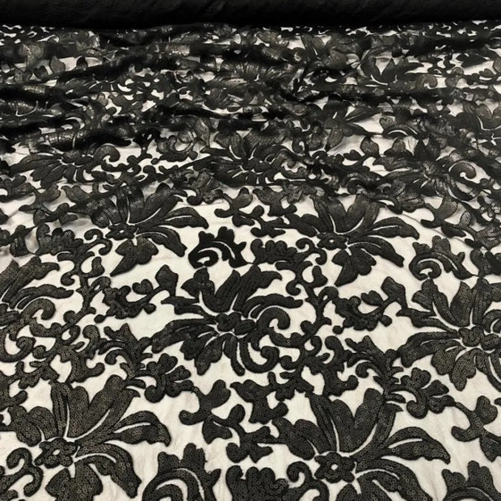 Milan Lace Table Runner in Black