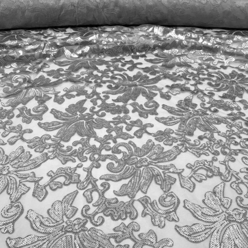 Milan Lace Table Runner in Silver