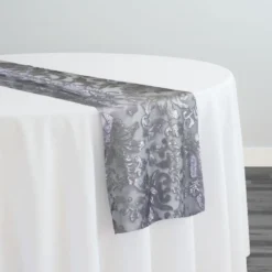 Milan Lace Table Runner in Silver