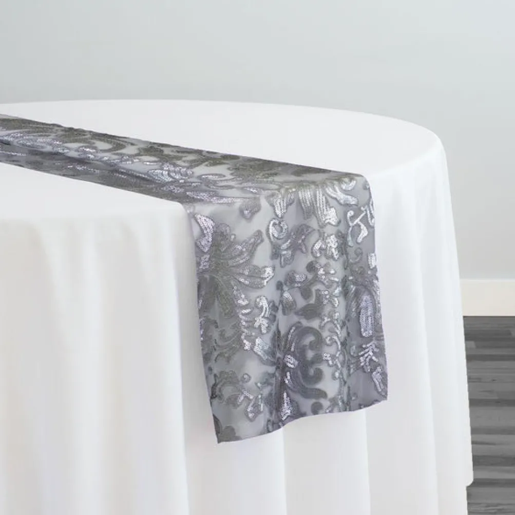 Milan Lace Table Runner in Silver