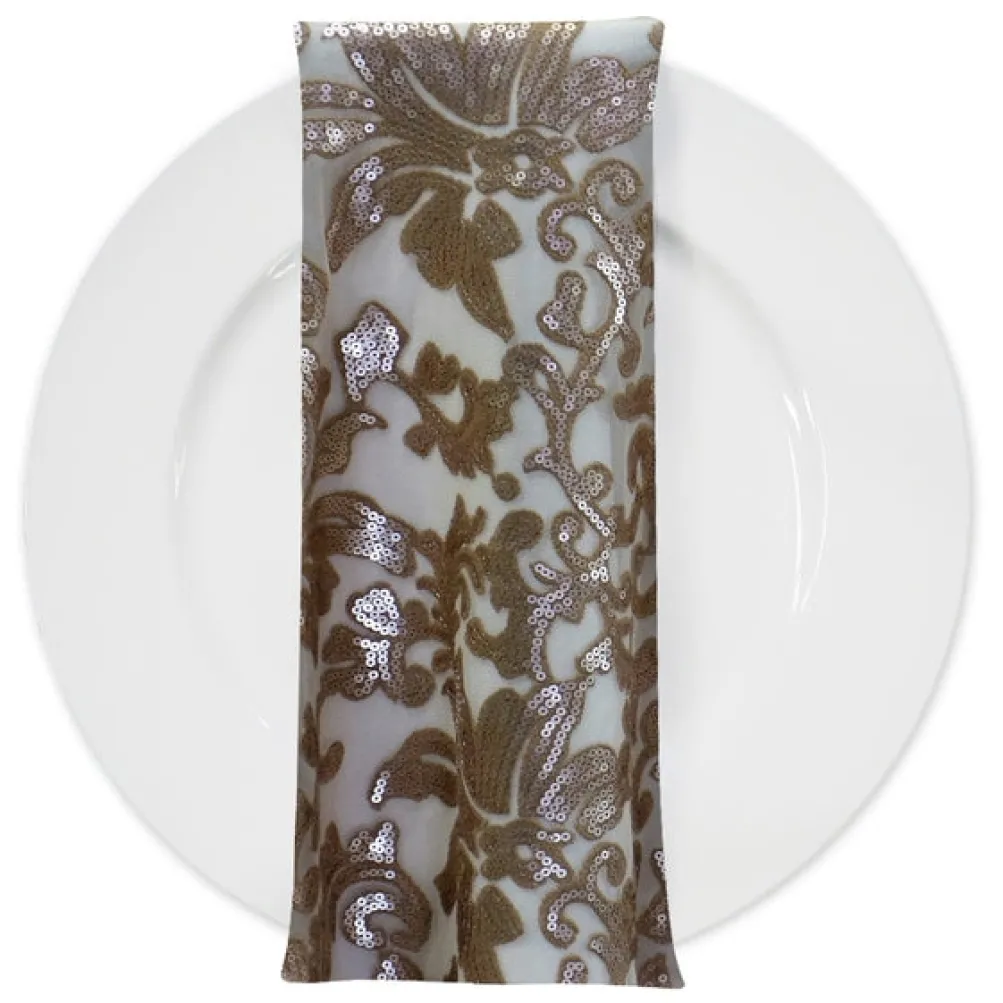 Milan Lace (w/ Poly Lining) Table Napkin in Champagne