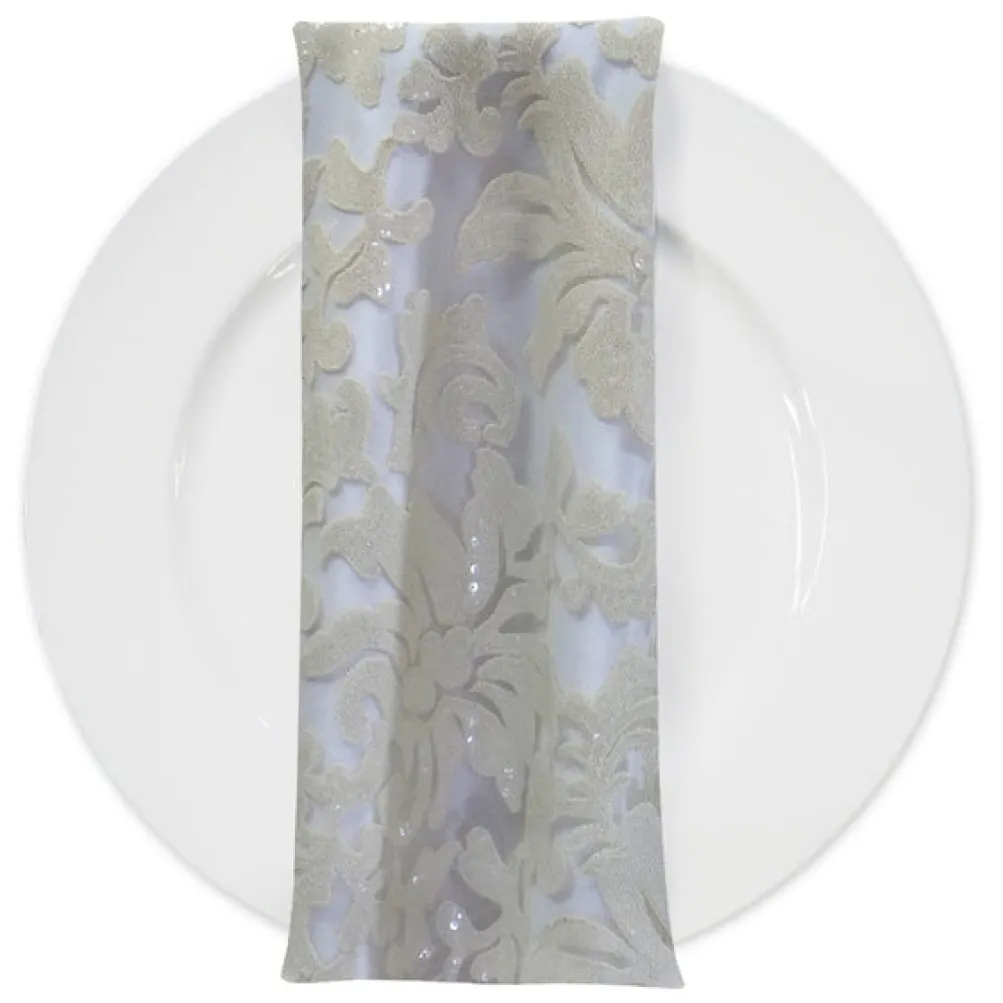 Milan Lace (w/ Poly Lining) Table Napkin in Ivory