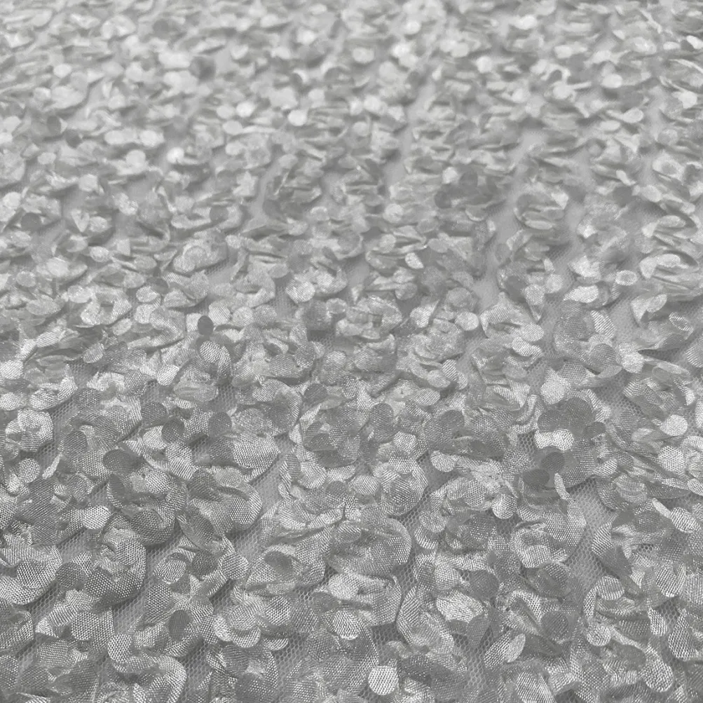 Mini Petals On Mesh Table Linen in White