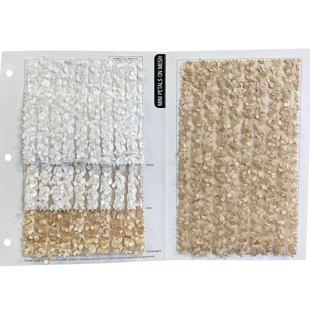 Mini Petals On Mesh (w/ Poly Lining) Table Napkin in White