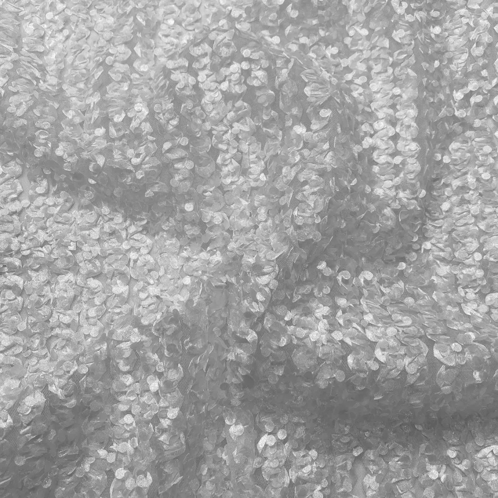 Mini Petals On Mesh (w/ Poly Lining) Table Napkin in White