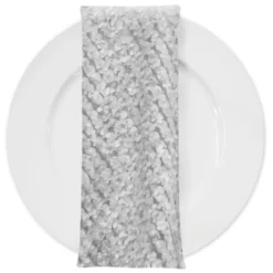 Mini Petals On Mesh (w/ Poly Lining) Table Napkin in White