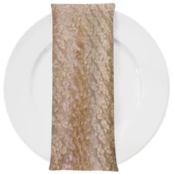 Mini Petals On Mesh (w/ Poly Lining) Table Napkin in Champagne