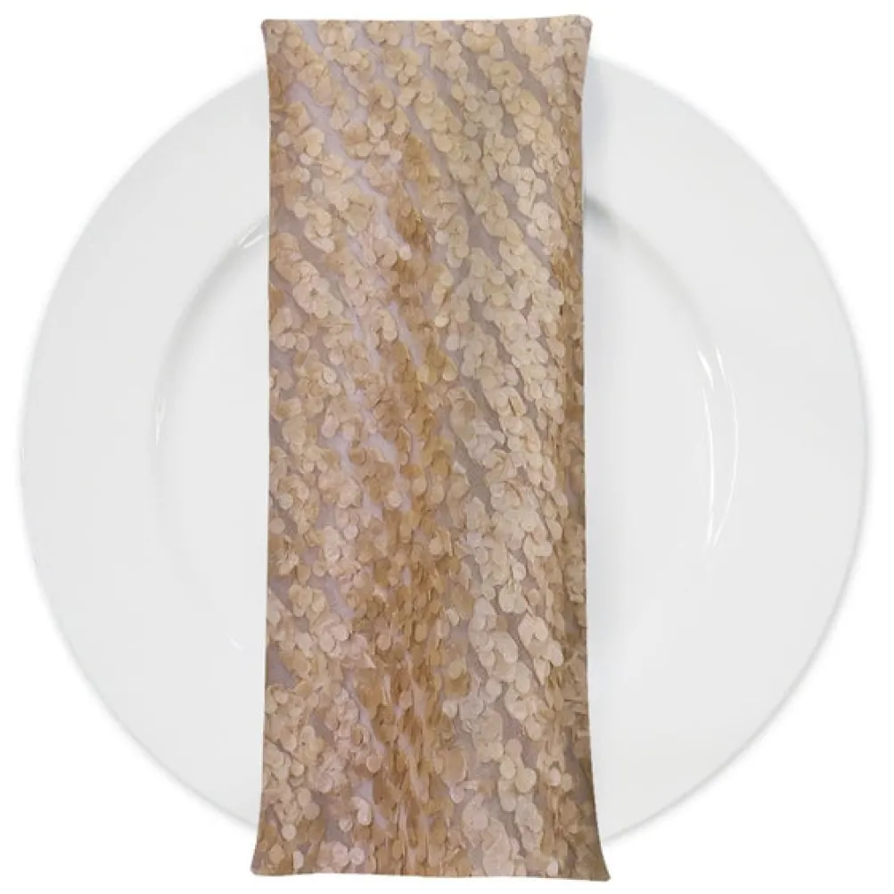 Mini Petals On Mesh (w/ Poly Lining) Table Napkin in Champagne