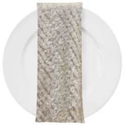 Mini Petals On Mesh (w/ Poly Lining) Table Napkin in Ivory
