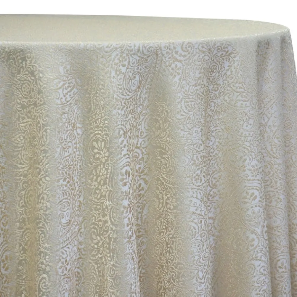 Miramar Jacquard Table Linen in Ivory and Gold