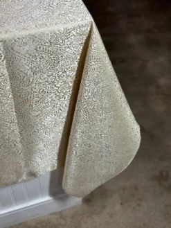 Miramar Jacquard Table Linen in Ivory and Gold